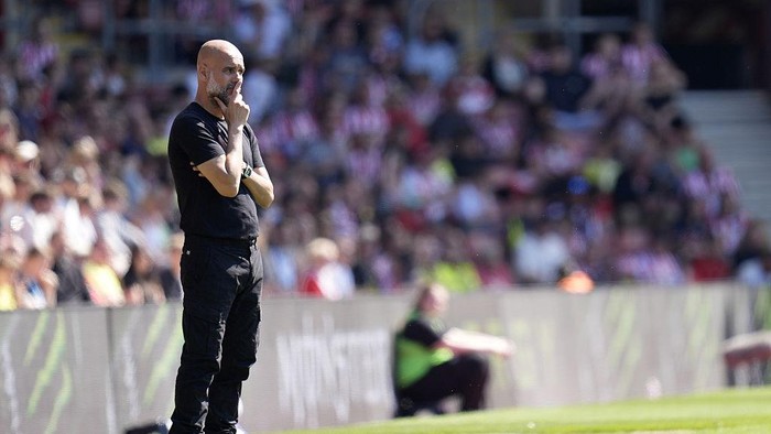 Pep Guardiola Manchester City manager Pep Guardiola on the touchline during the Premier League match at St Marys Stadium, Southampton. Picture date: Saturday May 10, 2025. (Photo by Andrew Matthews/PA Images via Getty Images)