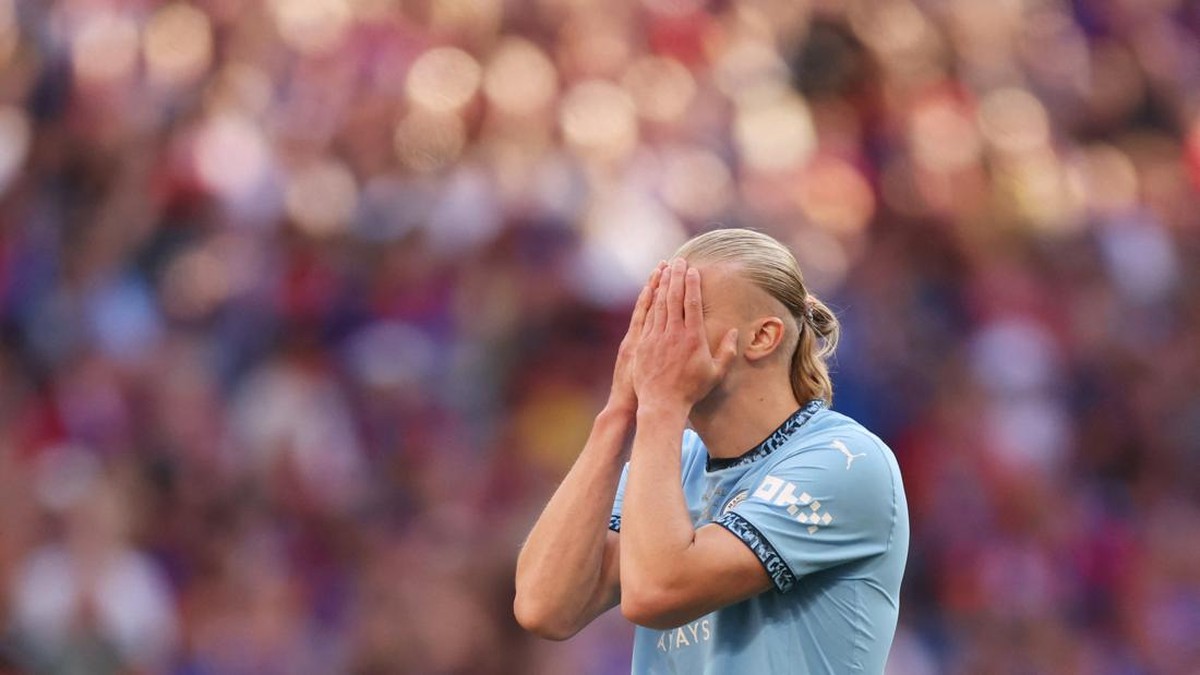 Erling Haaland lagi-lagi memble di Wembley (REUTERS/David Klein)