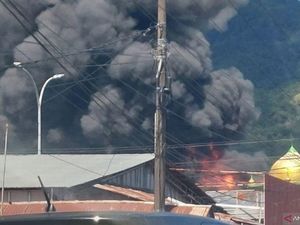 Pabrik Karet di Padang Kebakaran, Asap Hitam Membubung