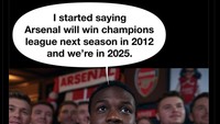 Musim ini Arsenal sebenarnya bisa tembus sampai semifinal Liga Champions, sih... sebelum akhirnya kandas dan tutup musim nirgelar. Foto: dok. Internet/X (Twitter)