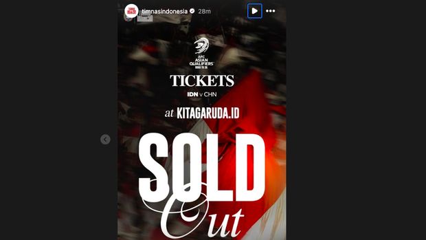 Informasi tiket Indonesia vs China ludes terjual.