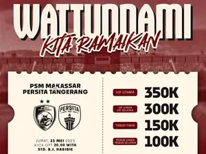Panpel PSM Siapkan 7.200 Tiket di Laga Penutup Liga 1 Lawan Persita Panpel PSM Siapkan 7.200 Tiket di Laga Penutup Liga 1 Lawan Persita