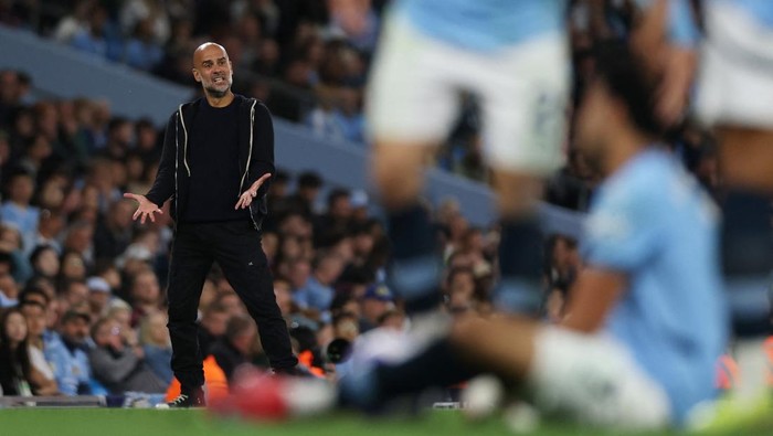 pep guardiola manchester city manchester city vs bournemouth man city vs bournemouth liga inggris premier league guardiola pelatih manchester city Soccer Football - Premier League - Manchester City v AFC Bournemouth - Etihad Stadium, Manchester, Britain - May 20, 2025 Manchester City manager Pep Guardiola Action Images via Reuters/Lee Smith EDITORIAL USE ONLY. NO USE WITH UNAUTHORIZED AUDIO, VIDEO, DATA, FIXTURE LISTS, CLUB/LEAGUE LOGOS OR LIVE SERVICES. ONLINE IN-MATCH USE LIMITED TO 120 IMAGES, NO VIDEO EMULATION. NO USE IN BETTING, GAMES OR SINGLE CLUB/LEAGUE/PLAYER PUBLICATIONS. PLEASE CONTACT YOUR ACCOUNT REPRESENTATIVE FOR FURTHER DETAILS..