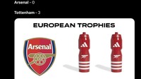 Dari meme ini terlihat Tottenham Hotspur punya sejarah lebih besar di Eropa ketimbang Arsenal. Ya, ampun! (Foto: Twitter)