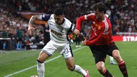 MU melawan Tottenham di final Liga Europa di San Mames, Bilbao, Spanyol, Kamis (22/5/2025) dini hari WIB. (Foto: AFP/PIERRE-PHILIPPE MARCOU)