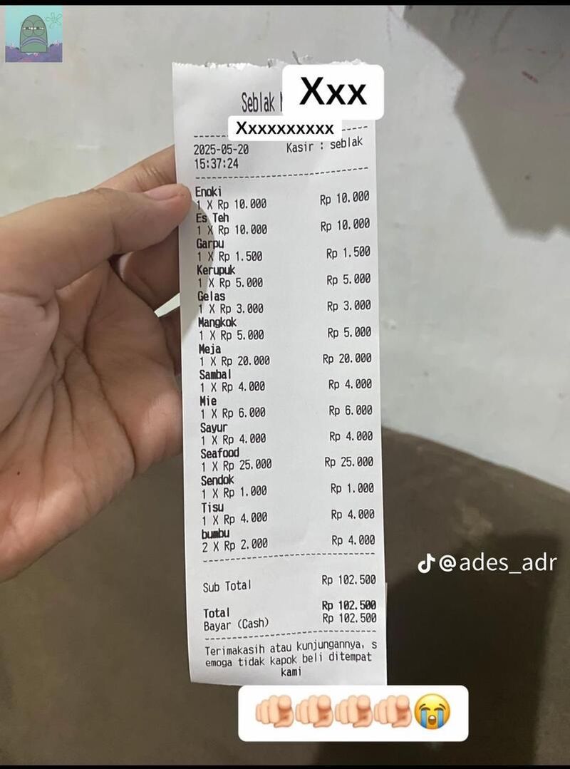 Warung Seblak Ini Tarik Biaya untuk Peralatan Makan hingga Meja