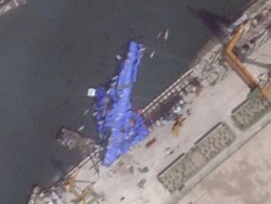 Gagal Saat Peluncuran, Kapal Perang Korut Hancur dan Ditutup Terpal