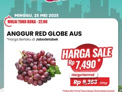Anggur Red Globe Harga Miring, Rp 7.490/100 Gram di Transmart Full Day Sale