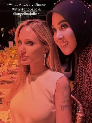 Syahrini dan Angelina Jolie. (Tangkapan layar Instagram Story @princessyahrini)