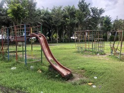 Miris, Fasilitas Taman Kota Giri Menang Lombok Barat Banyak yang Rusak