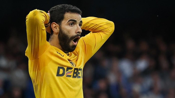 Rayan Ait-Nouri Wolverhampton Wanderers' French defender #03 Rayan Ait-Nouri reacts after a missed chance during the English Premier League football match between Manchester City and Wolverhampton Wanderers at the Etihad Stadium in Manchester, north west England, on May 2, 2025. (Photo by Darren Staples / AFP) / RESTRICTED TO EDITORIAL USE. No use with unauthorized audio, video, data, fixture lists, club/league logos or 'live' services. Online in-match use limited to 120 images. An additional 40 images may be used in extra time. No video emulation. Social media in-match use limited to 120 images. An additional 40 images may be used in extra time. No use in betting publications, games or single club/league/player publications. /
