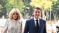 Brigitte Macron Temui Prabowo dan Didit, Tampil Chic Pakai Dress Louis Vuitton