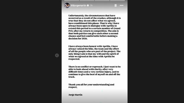 Tangkapan Layar Instagram Story Jorge Martin