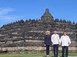 RI-Prancis Luncurkan Kemitraan Kebudayaan di Borobudur, Macron: Luar Biasa
