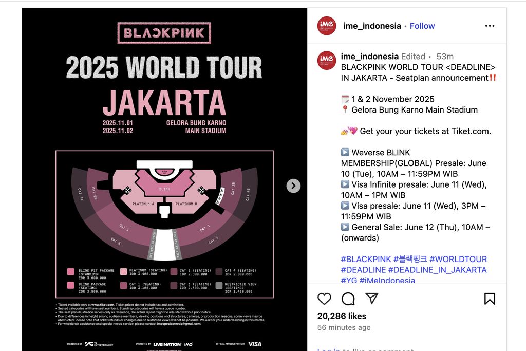 Harga Tiket Konser BLACKPINK Jakarta 2025