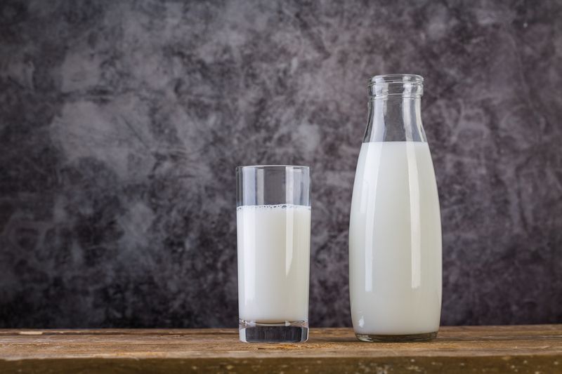 Glass and Bottle of fresh milk