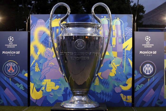 MUNICH, GERMANY - 2025/05/30: The Champions League trophy seen during the Champions Festival Village ahead of the UEFA Champions League Final 2025 between Paris Saint-Germain and FC Internazionale Milano. (Photo by Mohammad Javad Abjoushak/SOPA Images/LightRocket via Getty Images)