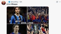 Mbappe disamakan dengan Zlatan Ibrahimovic. Keduanya punya cerita yang sama soal memilih pindah dan bekas klubnya malah juara Liga Champions. (Foto: X.com/@tooARoy)