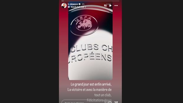Kylian Mbappe. Tangkapan layar Instagram Story Kylian Mbappe