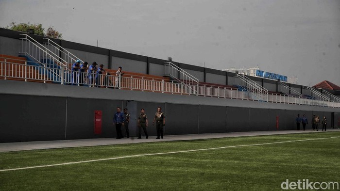 Stadion Tugu Utara Suasana stadion Tugu Utara usai direvitalisasi dengan biaya Rp79,94 miliar di Jakarta Utara, Senin (2/7/2025).