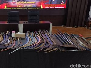 Penampakan Puluhan Senjata Pelaku Tawuran Disita Polresta Bogor