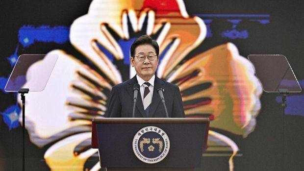 South Korea's President Lee Jae-myung delivers a speech after taking his oath during his inauguration ceremony at the National Assembly in Seoul on June 4, 2025. ANTHONY WALLACE/Pool via REUTERS