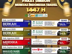Daftar Harga & Pilihan Paket Umroh Awal Musim 1447H Bersama Mumtaz Travel Daftar Harga & Pilihan Paket Umroh Awal Musim 1447H Bersama Mumtaz Travel
