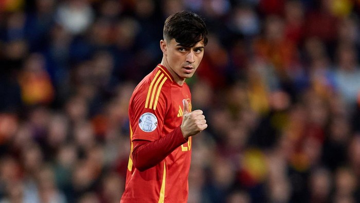 2206286294 Pedri of Spain reacts during the UEFA Nations League Quarterfinal Leg Two match between Spain and the Netherlands at Mestalla stadium in Valencia, Spain, on March 23, 2025. (Photo by David Aliaga/NurPhoto via Getty Images)