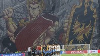 Tampilan visual atau yang biasa disebut tifo ini memiliki lebar nyaris seluas tribun utara. 