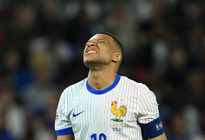 Soccer Football - Nations League - Semi Final - Spain v France - MHPArena, Stuttgart, Germany - June 5, 2025 France's Kylian Mbappe reacts REUTERS/Annegret Hilse