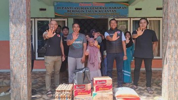Minggu Kasih, Polisi di Kuansing Riau Bagikan Sembako ke Anak Panti Asuhan