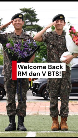 Video: Lihat Momen Kembalinya RM dan V BTS dari Wamil