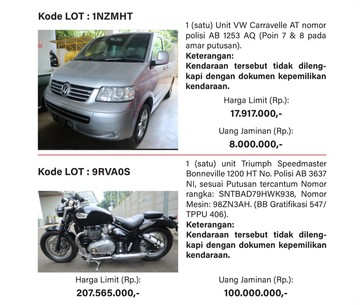 KPK Lelang Aset Koruptor Besok, Ada Mobil Volkswagen Mulai Rp 17 Juta