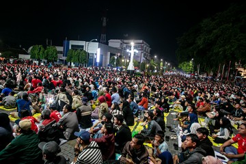 Warga Penuhi Balai Kota Solo, Nobar Jepang Vs Indonesia