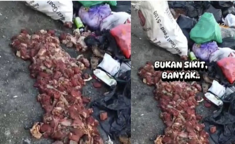 Sedih! Hampir 20 Kg Daging Kurban Tergeletak di Dekat Pembuangan Sampah