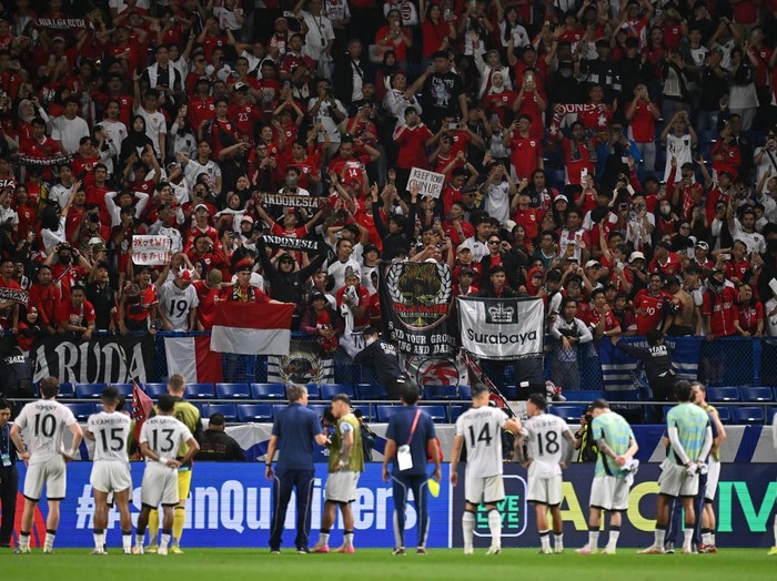 SUITA, JAPAN - JUNE 10: Indonesia fans show their support after the FIFA World Cup Asian Third Qualifier Group C match between Japan and Indonesia at Panasonic Stadium Suita on June 10, 2025 in Suita, Osaka, Japan. (Photo by Kenta Harada/Getty Images)