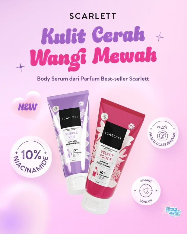 Potret  produk body serum Hearts2Hearts bersama Scarlett