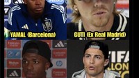 Sampai ada yang menganggap bahwa kritik Guti ke arah Yamal, tapi tidak kepada para pesepakbola lain yang pernah pakai topi terbalik, adalah bentuk standar ganda yang bermuara pada rivalitas Madrid vs Barca. Foto: dok. Internet/X (Twitter)
