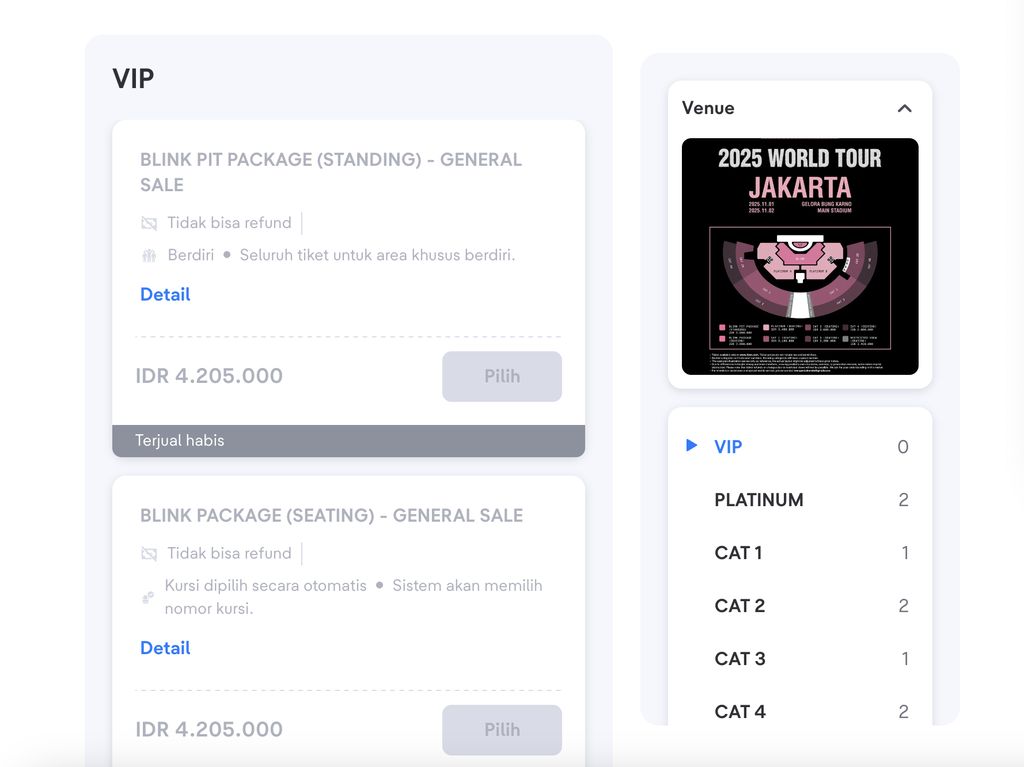 Tiket konser BLACKPINK di Jakarta 2025, Kamis (12/6) pukul 16.15 WIB.