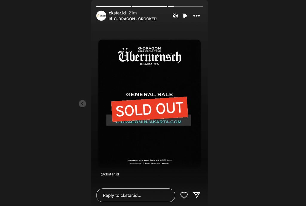 Tiket Konser G-Dragon Sold Out