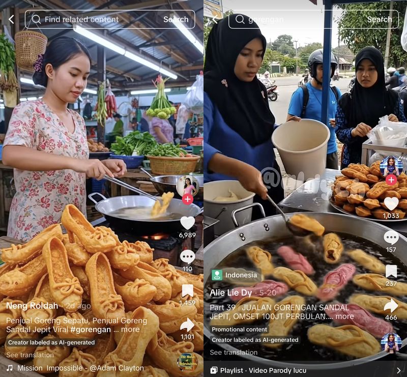 Viral Penjual Gorengan Bentuk Bra dan Celana Dalam, Diduga Buatan AI!