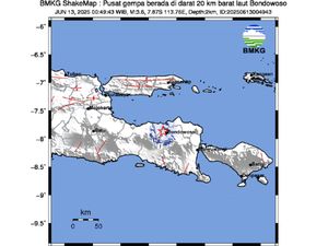 Gempa M 3,6 Guncang Bondowoso Berpusat di Darat Gempa M 3,6 Guncang Bondowoso Berpusat di Darat