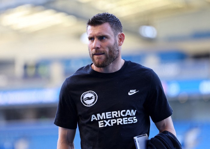 James Milner FILE PHOTO: Soccer Football - Premier League - Brighton & Hove Albion v Chelsea - The American Express Community Stadium, Brighton, Britain - May 15, 2024 Brighton & Hove Albion's James Milner on the pitch before the match REUTERS/Toby Melville EDITORIAL USE ONLY. NO USE WITH UNAUTHORIZED AUDIO, VIDEO, DATA, FIXTURE LISTS, CLUB/LEAGUE LOGOS OR 'LIVE' SERVICES. ONLINE IN-MATCH USE LIMITED TO 120 IMAGES, NO VIDEO EMULATION. NO USE IN BETTING, GAMES OR SINGLE CLUB/LEAGUE/PLAYER PUBLICATIONS. PLEASE CONTACT YOUR ACCOUNT REPRESENTATIVE FOR FURTHER DETAILS../File Photo