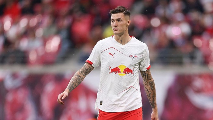 LEIPZIG, GERMANY - MAY 17: Benjamin Sesko of RB Leipzig looks on during the Bundesliga match between RB Leipzig and VfB Stuttgart at Red Bull Arena on May 17, 2025 in Leipzig, Germany. (Photo by Maja Hitij/Getty Images)
