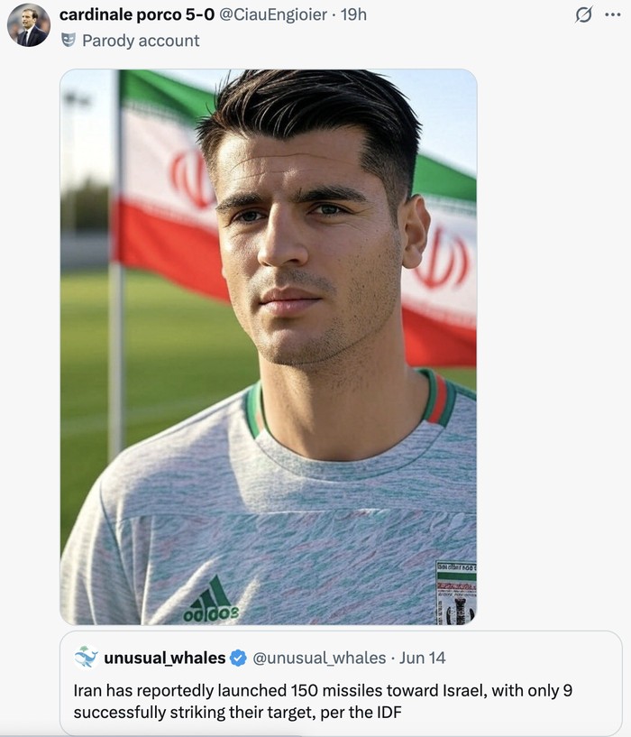 Meme Iran vs Israel Konflik bersenjata Iran dan Israel jadi bahan olok-olok fans sepakbola di media sosial. Suporter mengunggah meme striker-striker tumpul seperti Darwin Nunez.
