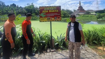 Heboh Buaya Muara Muncul di Waduk Manukan Surabaya
