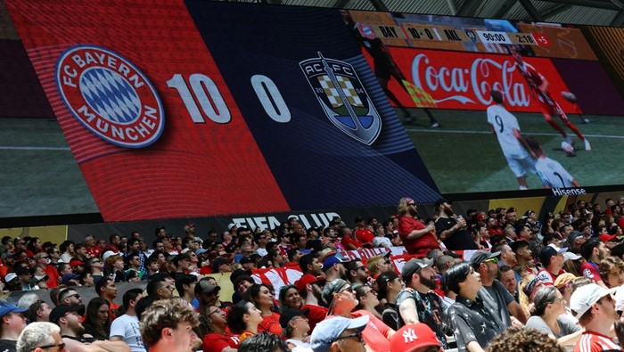 Soccer Football - Club World Cup - Group C - Bayern Munich v Auckland City - TQL Stadium, Cincinnati, Ohio, U.S. - June 15, 2025 General view of the score board during the match REUTERS/Kai Pfaffenbach     TPX IMAGES OF THE DAY