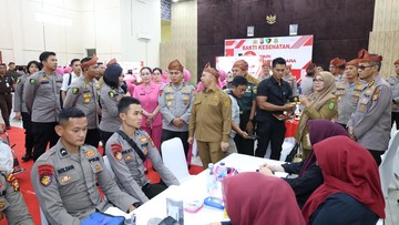 Bakti Kesehatan di HUT Bhayangkara ke-79, Polda Riau Layani 2 Ribuan Ojol