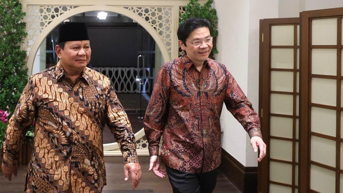 Presiden Prabowo Subianto dan Perdana Menteri (PM) Singapura Lawrence Wong di saat  private dinner di Singapura. (Foto: Cahyo - Biro Pers Sekretariat Presiden)