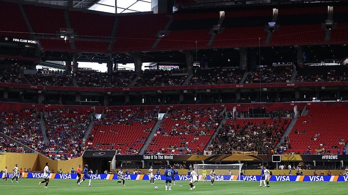 ATLANTA, GEORGIA - JUNE 16: A general view of empty seats during the FIFA Club World Cup 2025 group D match between Chelsea FC and Los Angeles Football Club at Mercedes-Benz Stadium on June 16, 2025 in Atlanta, United States. (Photo by Robbie Jay Barratt - AMA/Getty Images)